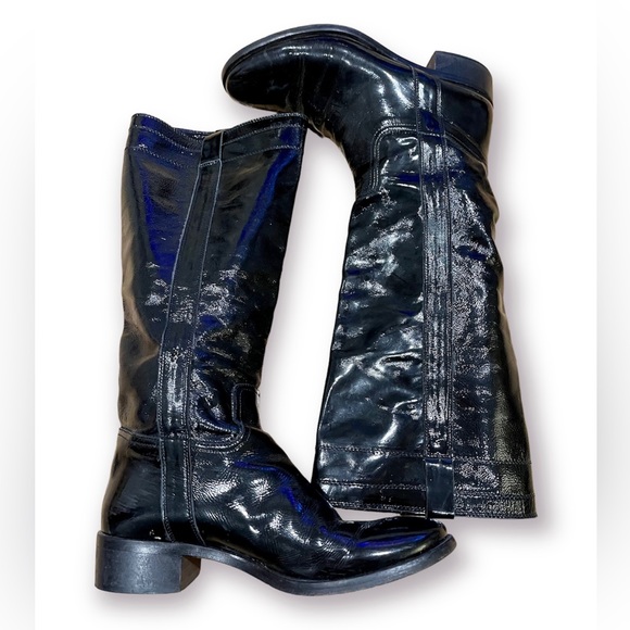 D'ESSAI Black Patent Leather Knee High Boots Size 8. - Picture 2 of 6